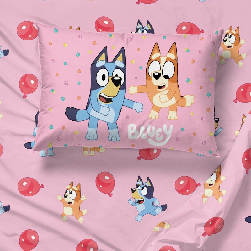 Bluey Kids Bed Sheet Set Twin Size - Pink 3-Piece Microfiber Bedding - Variation of THIS listing