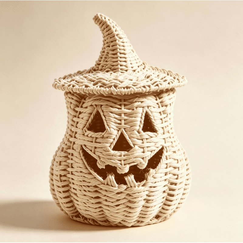 Halloween Artificial Seaweed and Pumpkin Decor - Beige, 11 Inch - Festive Home Party Centerpiece