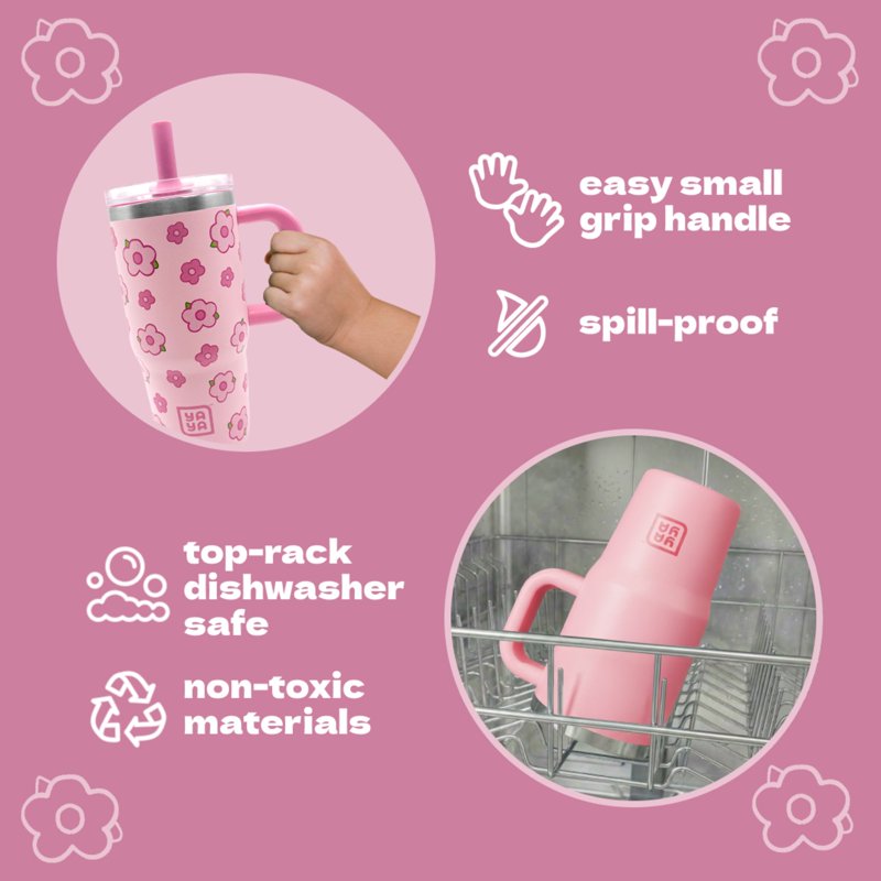 My First Travel Tumbler for Kids 3+ - 12oz Floral Insulated Cup