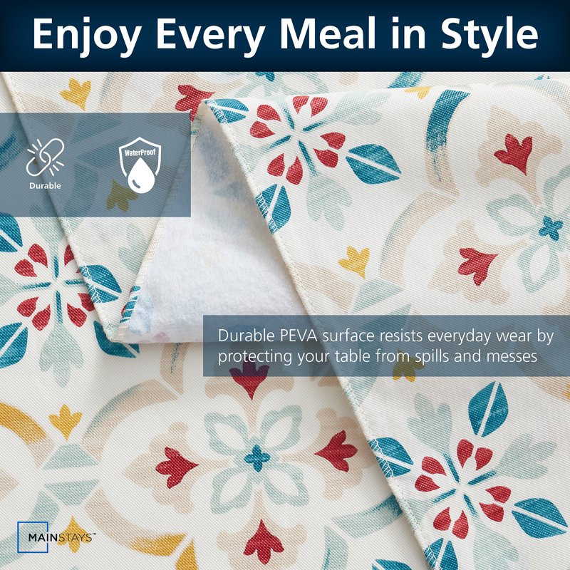 PEVA Indoor & Outdoor Tablecloth - 60" x 102", Farmhouse Tile