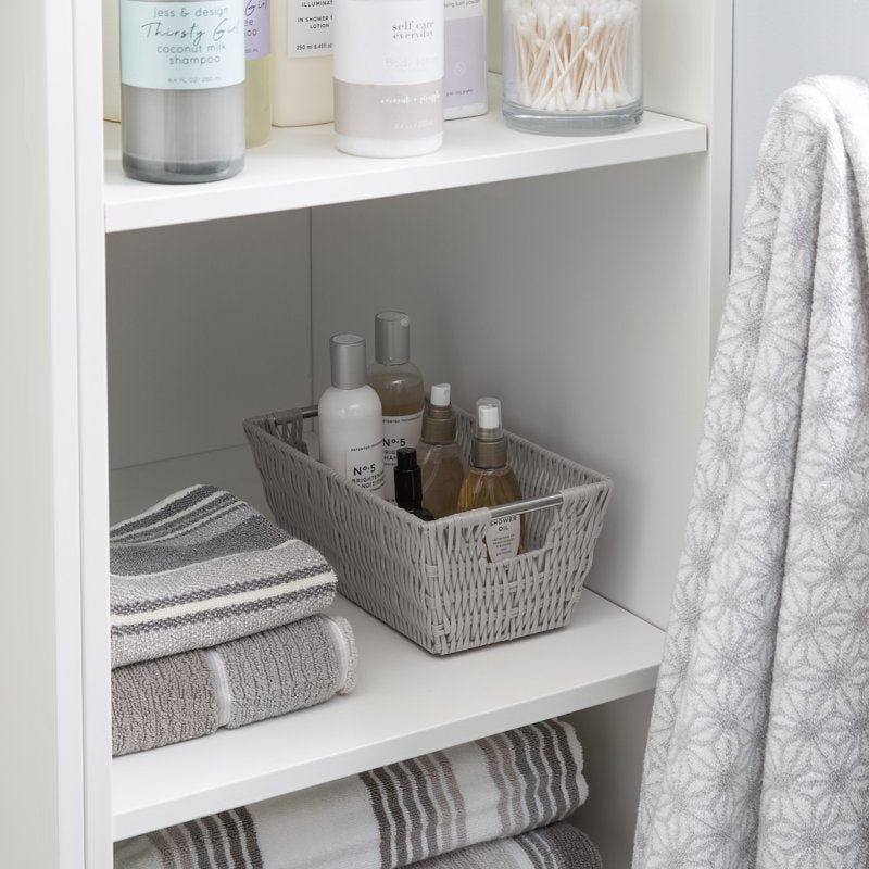 Simplify Small Rattan Storage Basket - Grey & Silver Variations