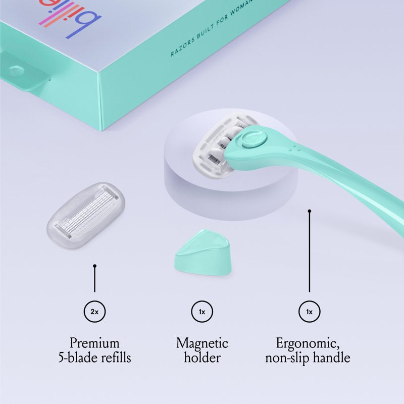 Women’s Razor Kit with 5-Blade Refills & Magnetic Holder - Minty