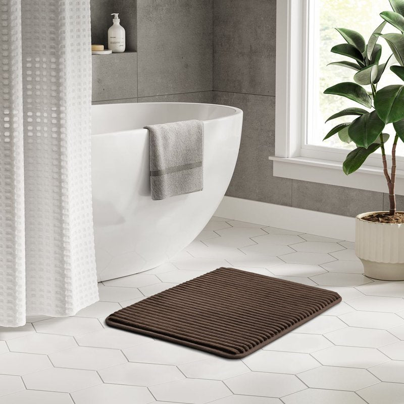 Mainstays Performance Foam Bath Rug Brown 20 x 32 Inches - Cushioned Water-Absorbent Bathroom Mat