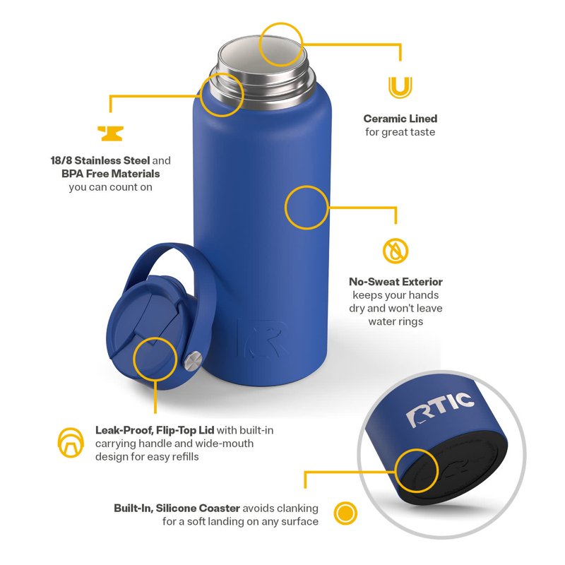 32 oz Insulated Outback Water Bottle - Ceramic Lined, Cobalt