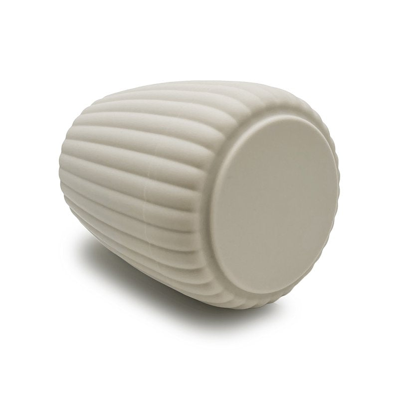 Rubberized Plastic Toothbrush Holder - Modern Ribbed Design, Beige