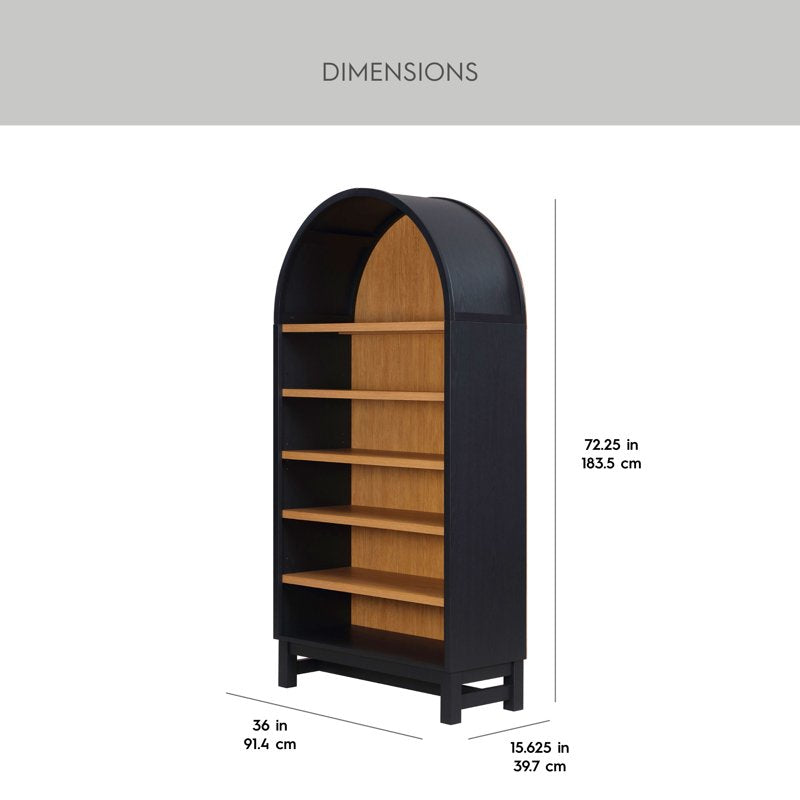 Open Arch Bookcase with Adjustable Shelves - Multiple Colors