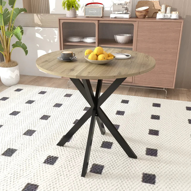Round Dining Table for 4 - 31.5" Small Kitchen Table with MDF Top & Metal Legs
