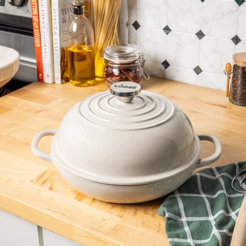 9.5-Inch Enamel Cast Iron Bread Oven - Oyster White