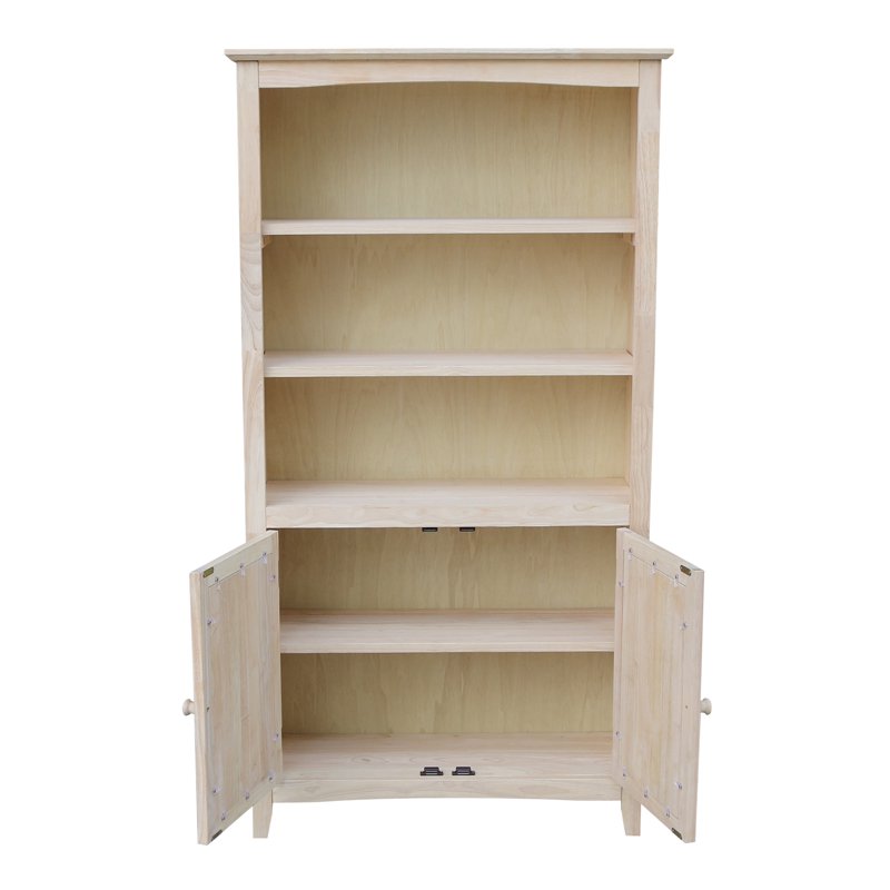 60" Solid Wood Shaker Bookcase with Adjustable Shelves
