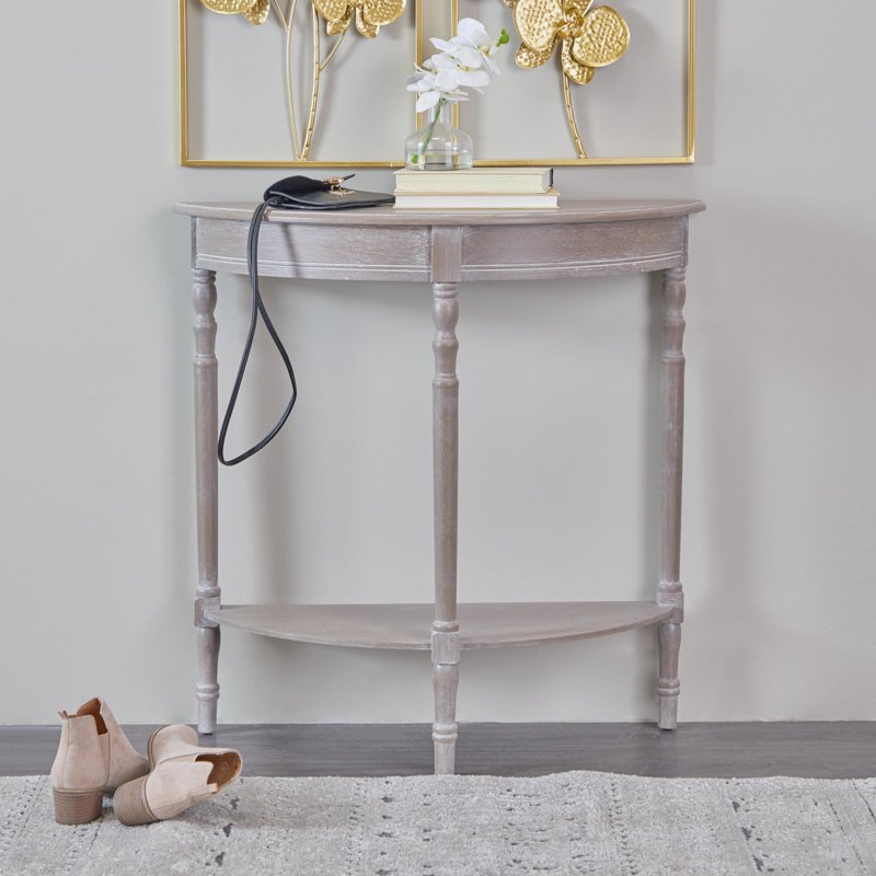 Half-Round Solid Pine Wood Console Table - 32" x 12" x 32"