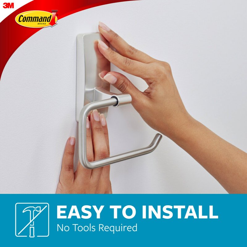 Command Satin Nickel Toilet Paper Holder - Damage-Free Bathroom Organizer