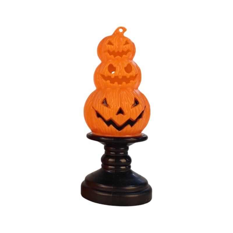 Orange Pumpkin Electronic Candle Halloween Party Light Luminous Table Decor - Safe Battery Operated
