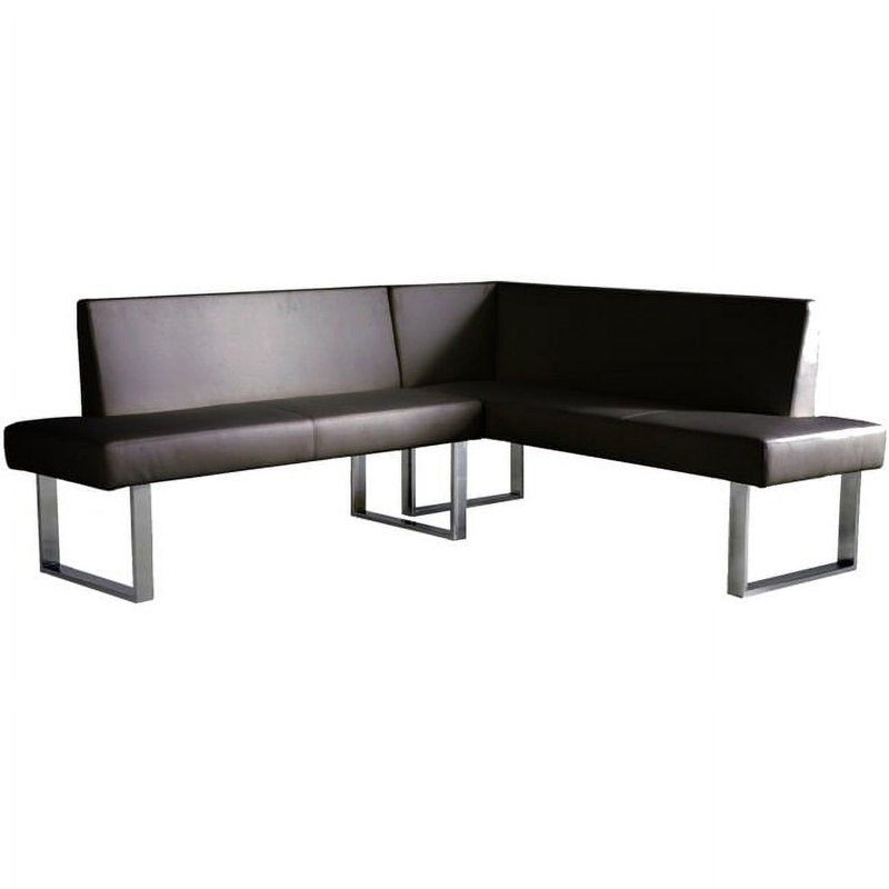 Amanda Corner Sofa - Faux Leather Upholstered - Black