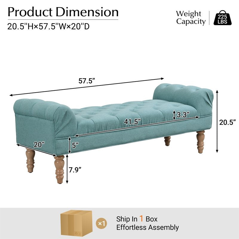 Upholstered End of Bed Bench with Button Tufting - Multiple Colors