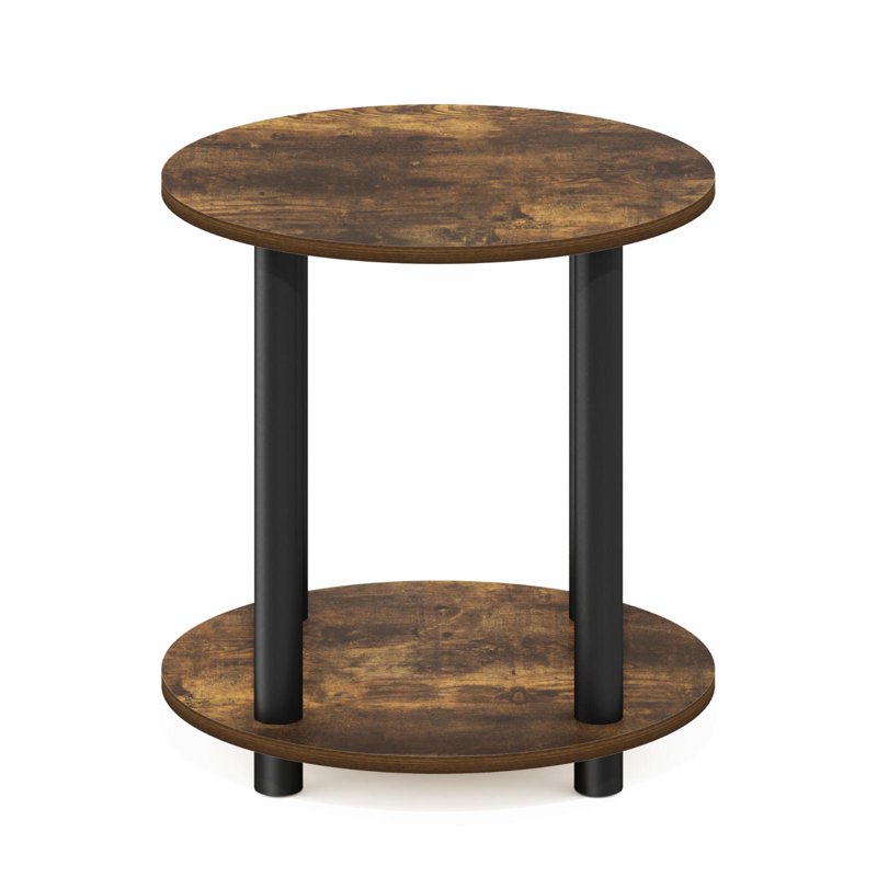 2-Tier Round Wooden End Table - Durable Composite Design