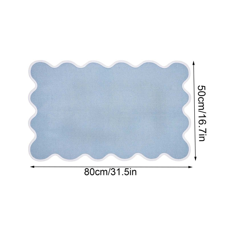 16.7 x 31.5 Inch Blue Scalloped Edge Doormat with Water Absorption and Non-Slip Backing - Indoor Entryway Rug