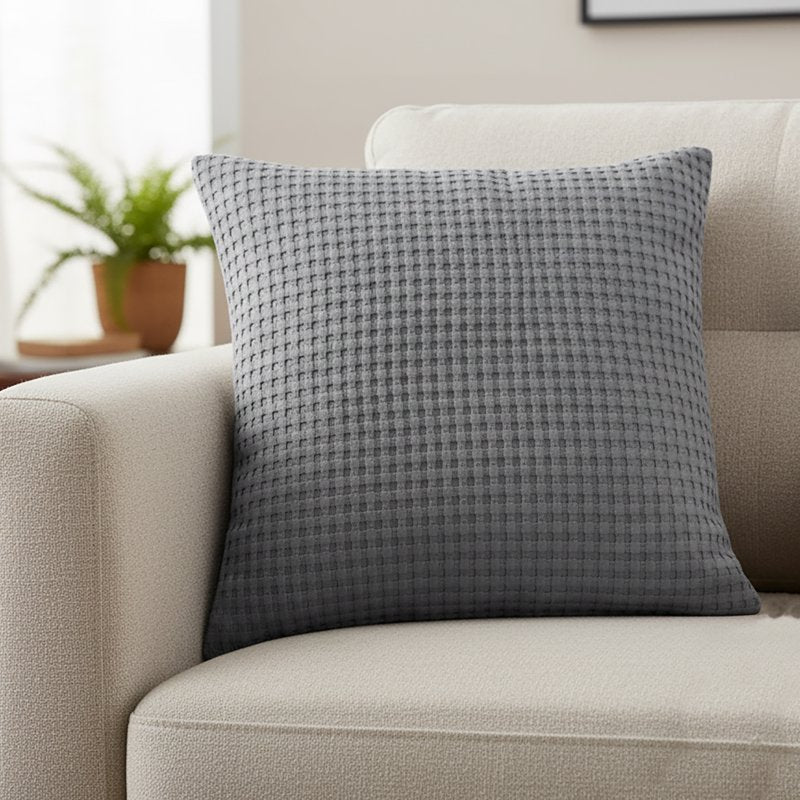 Gray Waffle Knit Decorative Pillow 18x18 Inch - Mainstays