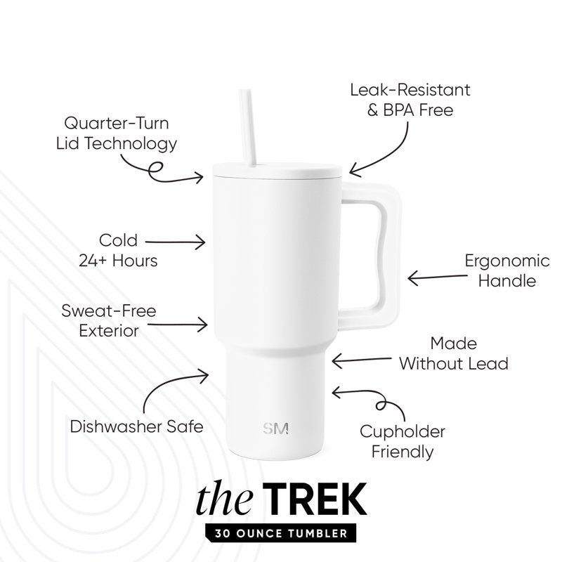 Insulated Stainless Steel Trek Tumbler with Straw Lid - Winter White