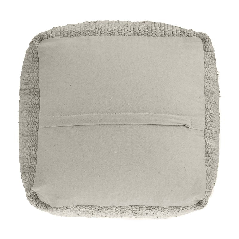 White Braided Cotton and Jute Pouf Ottoman - 18x18 Inches, Handmade