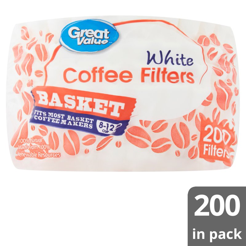Basket Coffee Filters - 200 Count for 8-12 Cup Makers