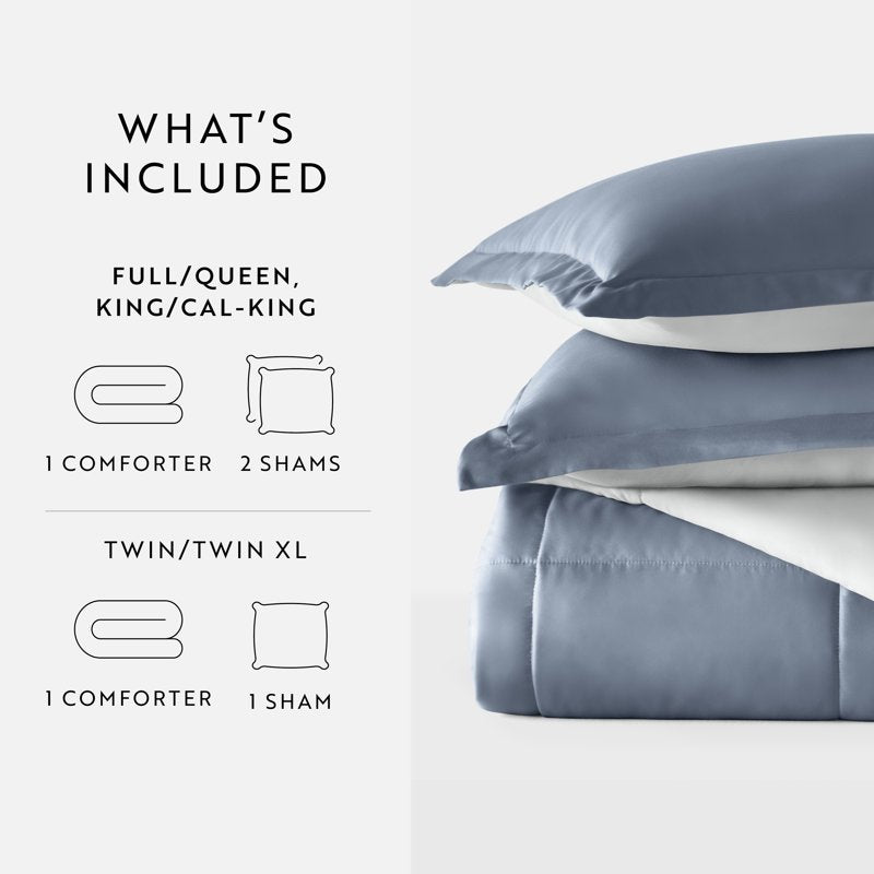 Reversible All-Season Light Gray & Stone Comforter Set - Full/Queen