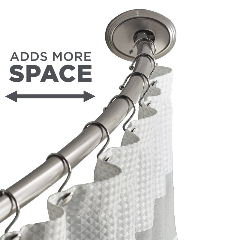 Adjustable Curved Shower Curtain Rod 50-72 in No Rust Nickel Finish