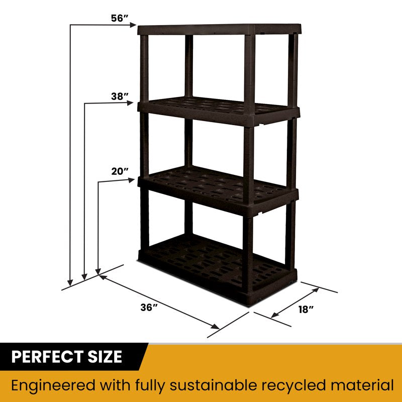 Heavy Duty Garage Shelving Unit 4-Tier 56H x 18D x 36W Black 2-Pack