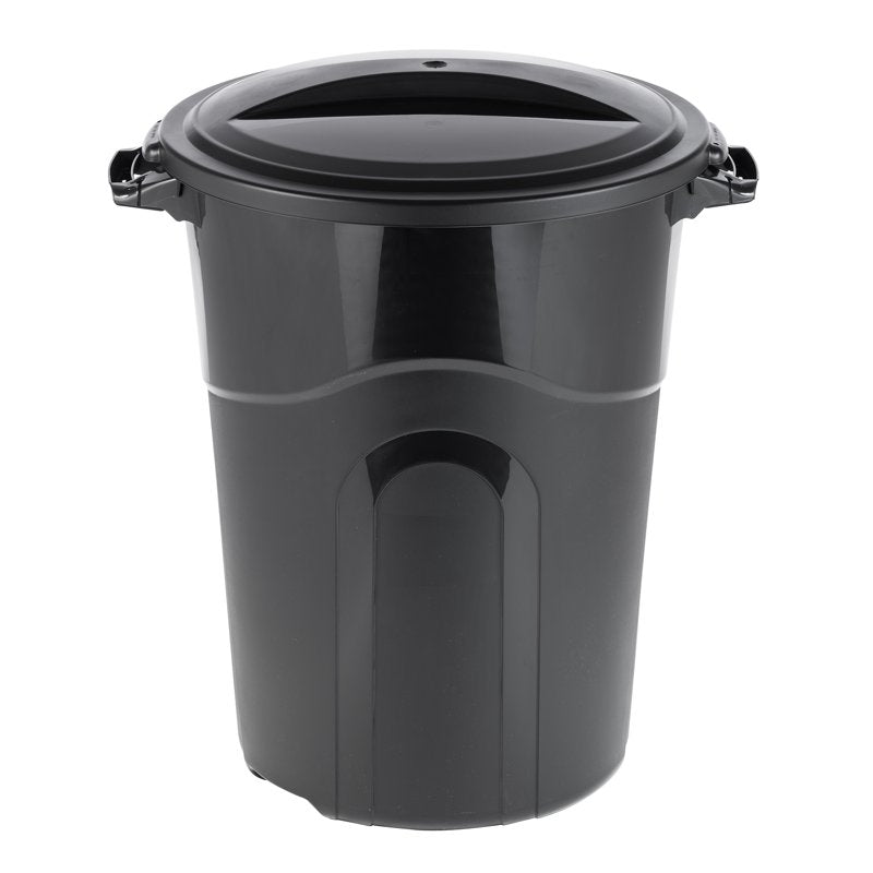 32 Gallon Plastic Trash Can with Click Lock Lid - 2 Pack