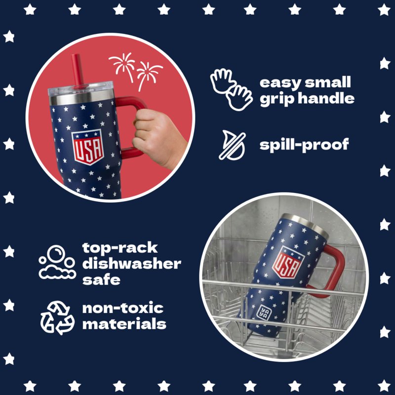 Insulated Stainless Steel Travel Tumbler for Kids 12oz - USA Stars
