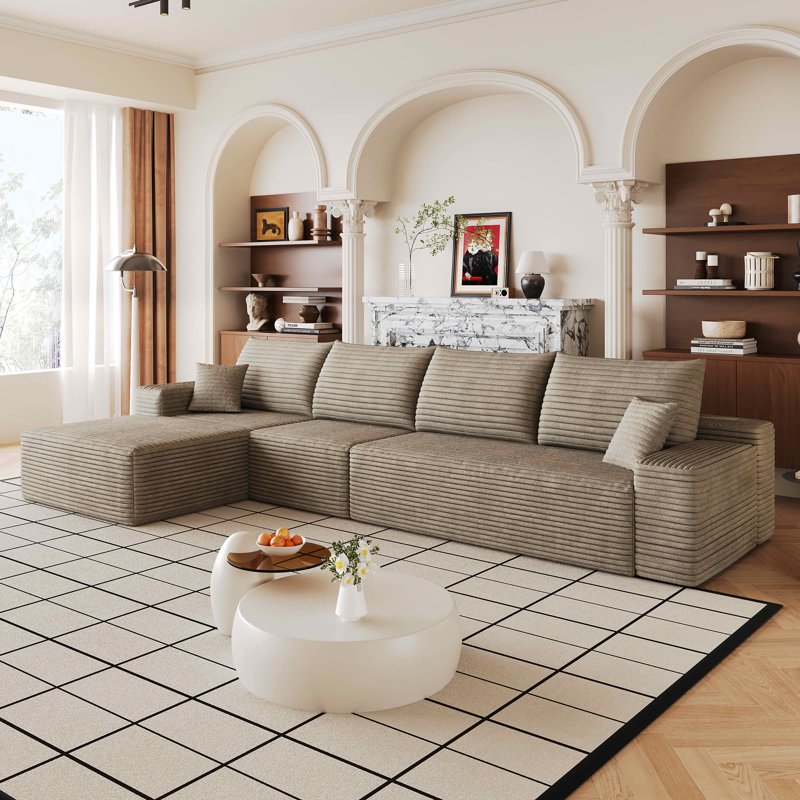 L-Shape Cloud Modular Sectional Sofa - 4-Seater Deep Chaise
