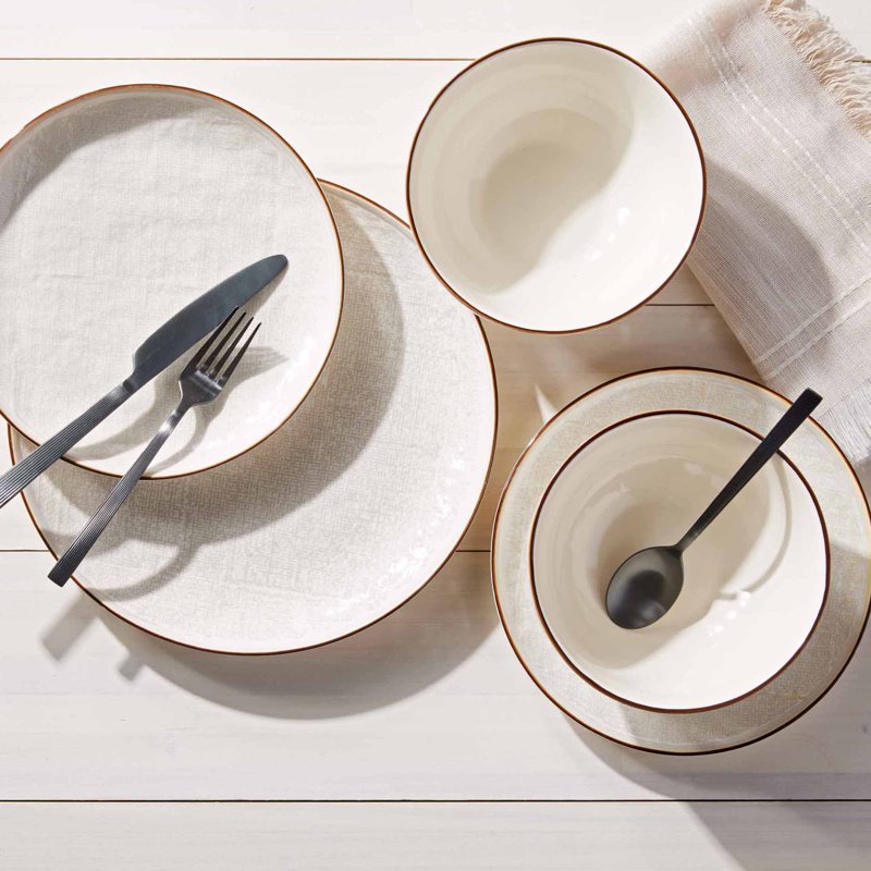 Cream Stoneware Dinner Bowls - 2 Pack, 7.3" Diameter