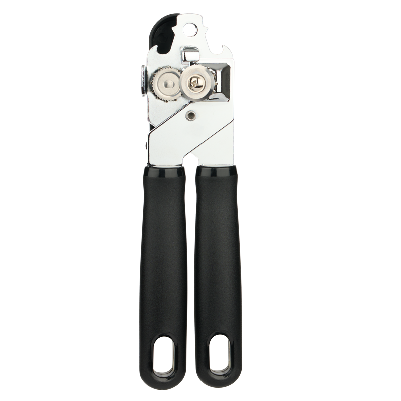 Manual Can Opener with Integrated Bottle Opener - Black