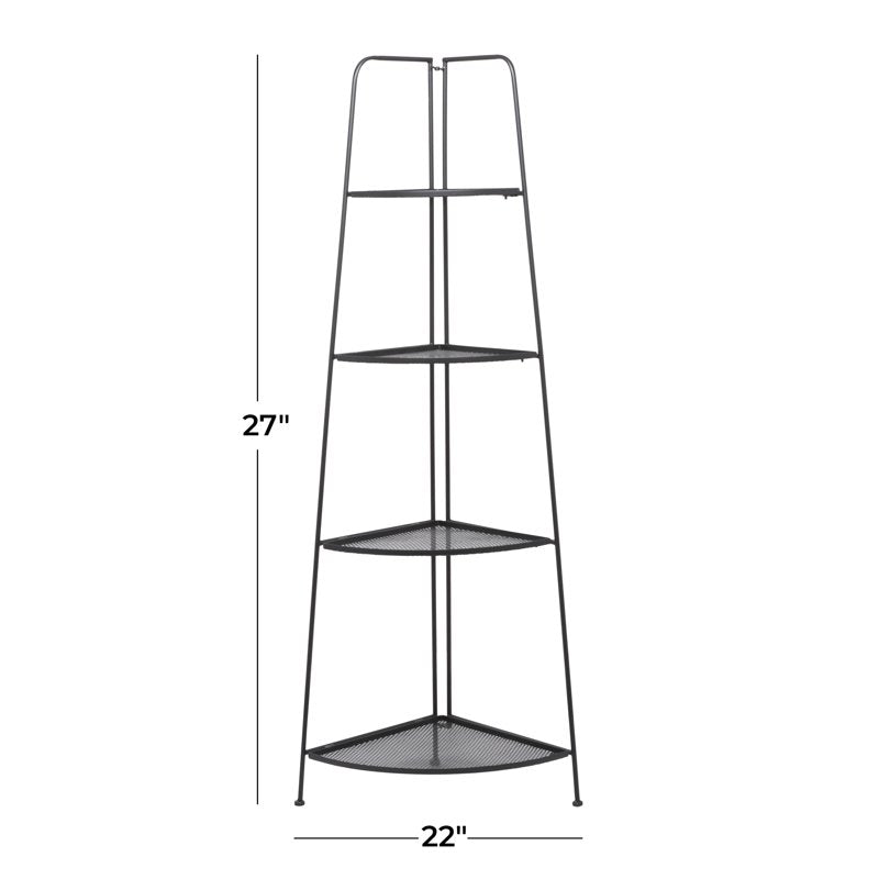 Indoor Outdoor Black Metal 4-Shelf Folding Bakers Rack