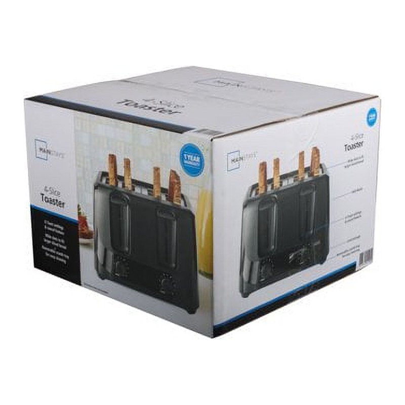 4-Slice Toaster with 6 Shade Settings and Removable Crumb Tray - Black