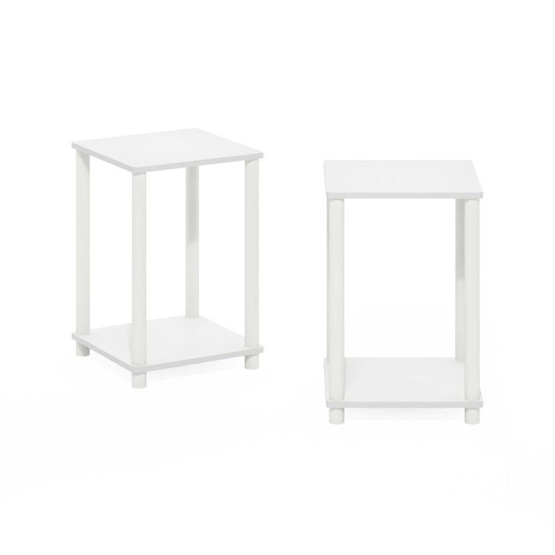 Compact End Table Set of 2 - Sleek White Design