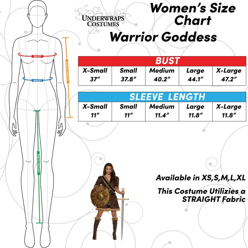 Women's Warrior Goddess Costume X-Small Halloween Cosplay Fur Trim Dress