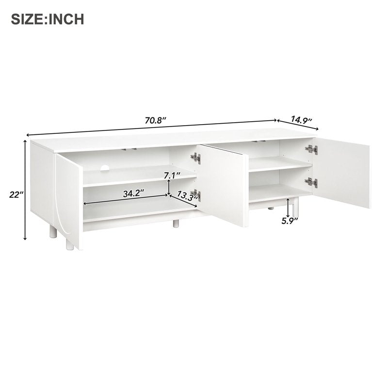 Modern Arched Door TV Stand with Adjustable Shelves & Cable Management
