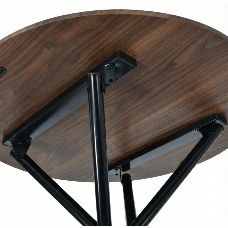 31.5" Round Dining Table for 2-4 - Dark Brown, Metal Base