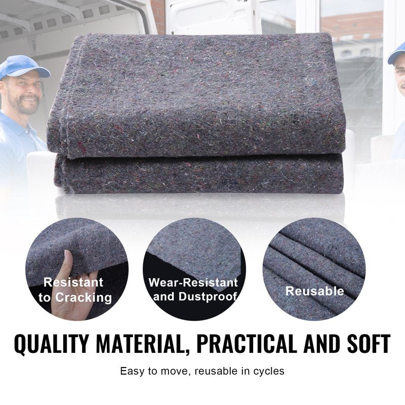 Heavy-Duty Moving Blankets 72x54 Inch 24 Pack Eco-Friendly Recycled Cotton Furniture & Floor Protection