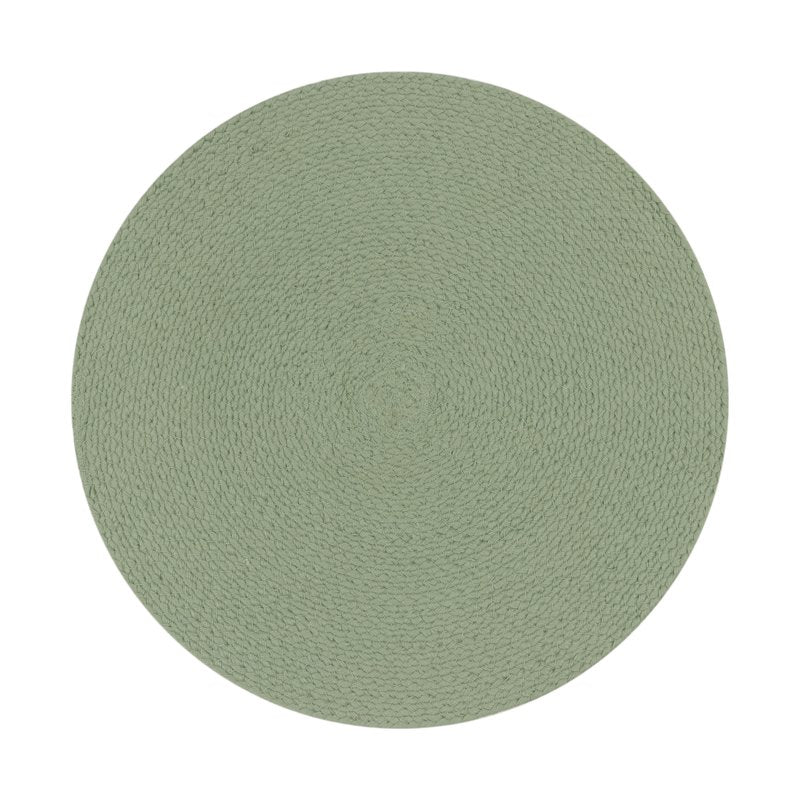 Hedge Green Round Braided Placemat - 14" Diameter