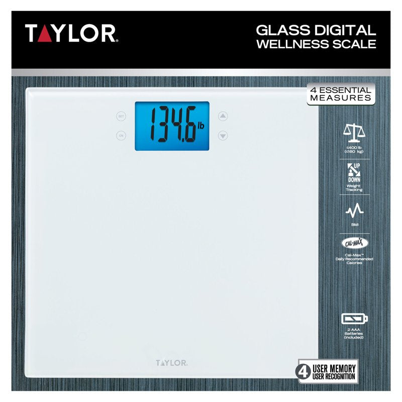 Digital Glass Wellness Scale 11.8x11.8 inches - White, 400 lb Capacity, FSA HSA Eligible