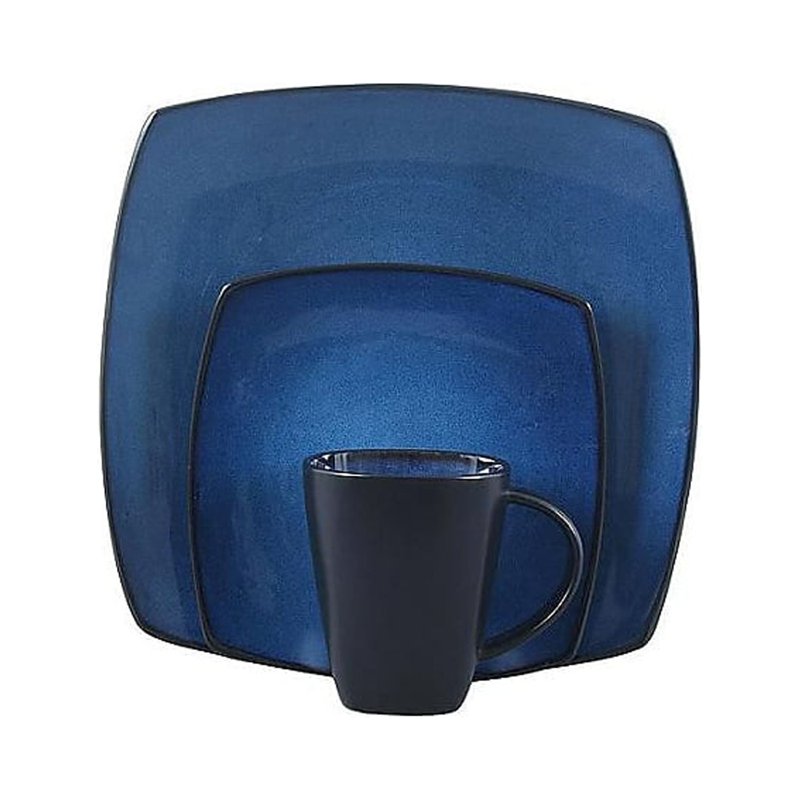 16-Piece Reactive Glaze Dinnerware Set - Blue Stoneware