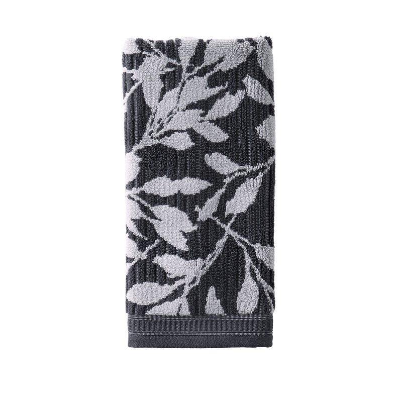 Soft Floral Bath Towel Set - 6 Pieces, Grey Shadow & Silver