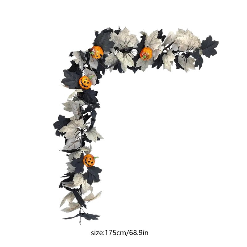Halloween Garland Decor - 68.9in Black Fall Wreath for Wall Indoor - Variation C
