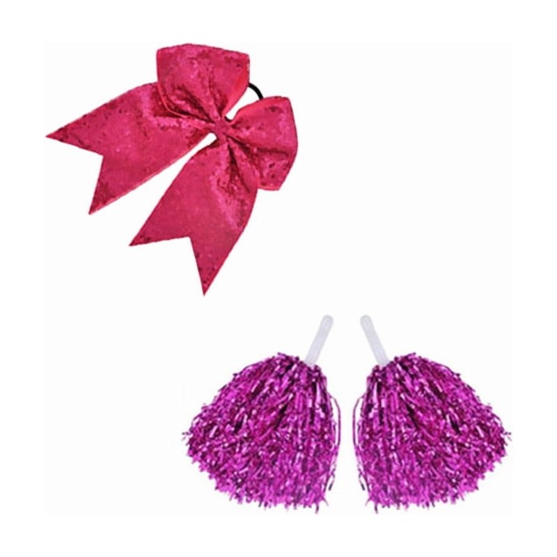 Pink Girls Cheerleader Costume Outfit Set 150cm Halloween Party Dress with Pom Poms & Socks - Variation of THIS listing