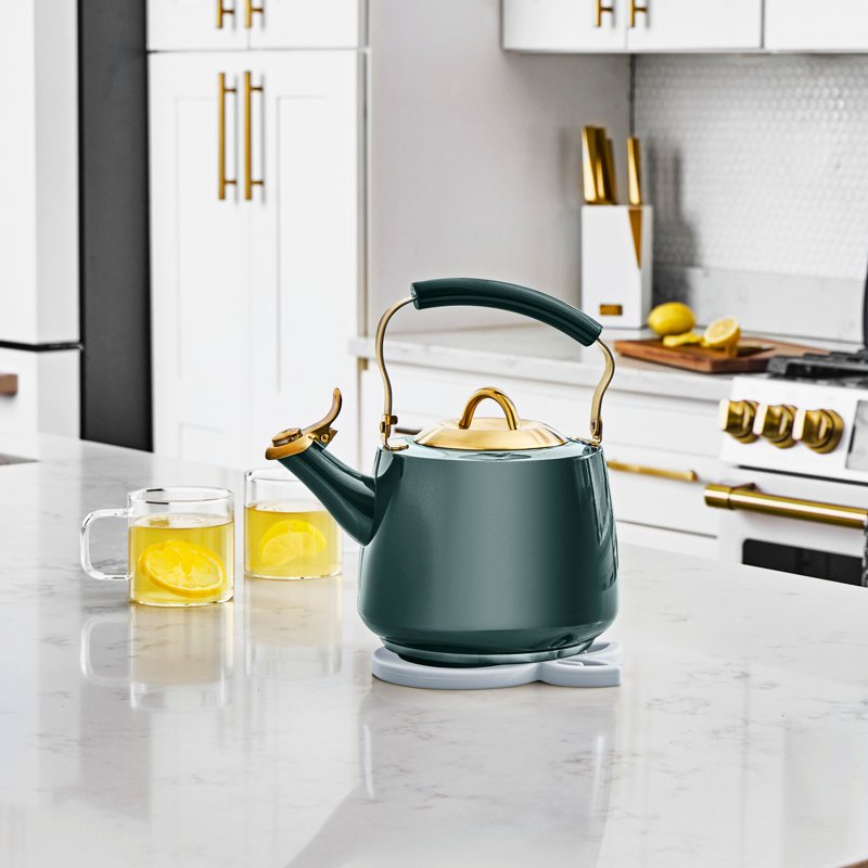 Stainless Steel 1.8L Whistling Tea Kettle - Hunter Green
