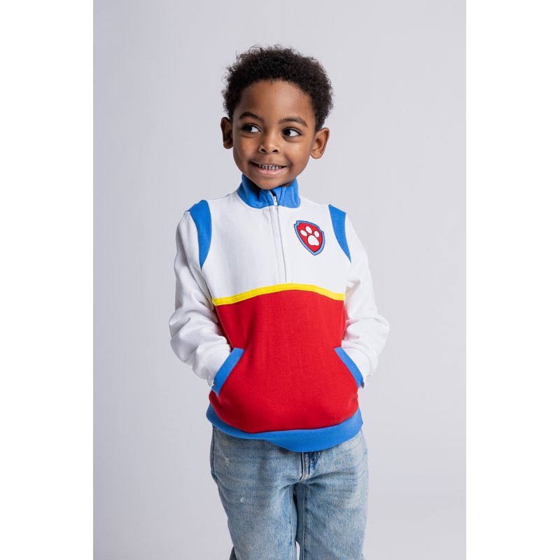 Kids Paw Patrol Ryder Fleece Half Zip Sweatshirt - Colorblock Toddler to Big Kid, Red White Blue 3T