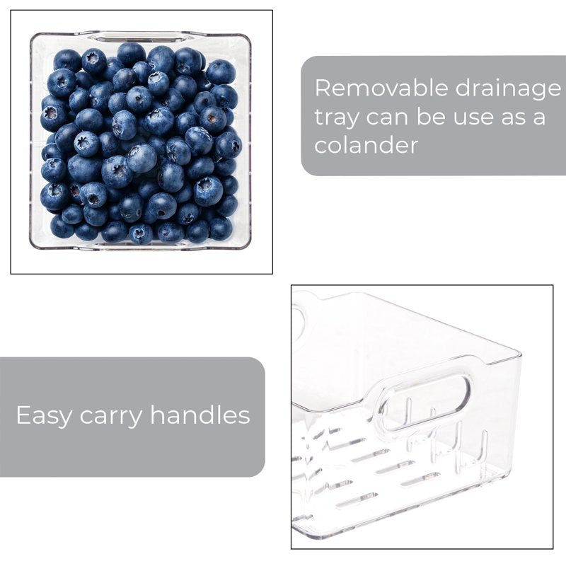 Small Clear Plastic Pull-Out Colander Bin with Drainage Tray