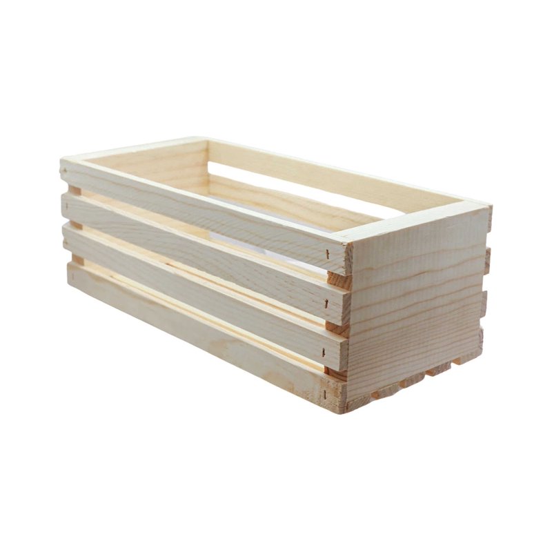 Unfinished Wooden Storage Crate - 12x5.5x4 Inches for Crafts & Organization