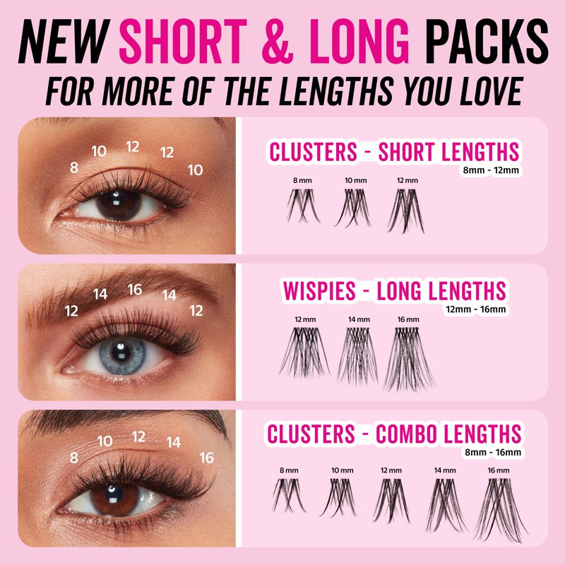 DIY Lash Extension Clusters 180-Piece Mega Pack - 6 Lengths